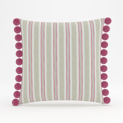Raspberry Days with Peony Pom pillow cover set