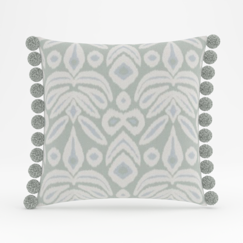Seabreeze Inn Performance Velvet with seafoam pom pillow cover set